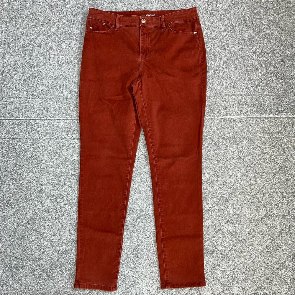 Chico's The Platinum Jegging Pants Womens Size 1 Rust Orange Cotton Blend